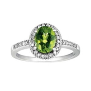 Peridot & 1/6 Ct. Diamond Ring - 10k White…